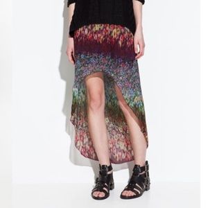 Zara Trafaluc Floral High Low Skirt